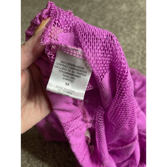 Miken Swim Flower Sheer Coverup Casual Pants Pink Purple Festival Sz Medium - Picture 3 of 8